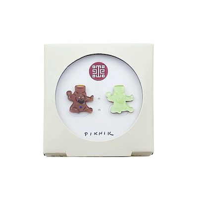 Product info: 玉熊尊銅熊尊雙入耳環組