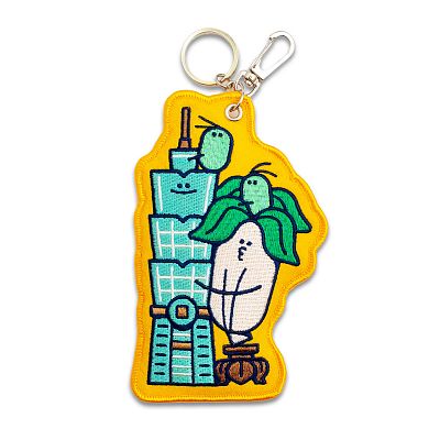 Product info: 台北101與翠白白 刺繡吊飾 黃