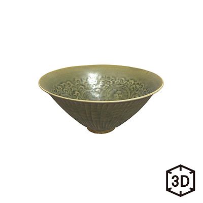 Product info: 北宋 耀州窯 青瓷印花菊花碗　數位收藏