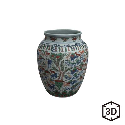 Product info: 明 萬曆 青花五彩百鹿尊　數位收藏